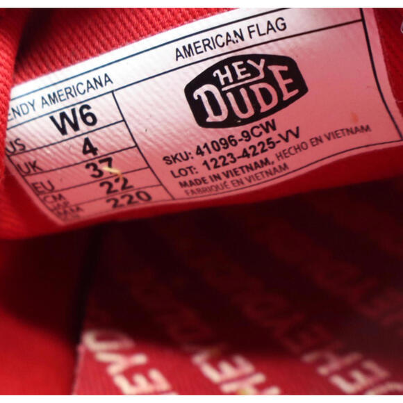 Hey Dude Wally Americana USA Flag Men Sz 6 Patriotic 4th - Picture 9 of 9